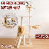 Cat Tree Scratching Post Gym House Condo Scratcher Furniture Tower - Grey-Black